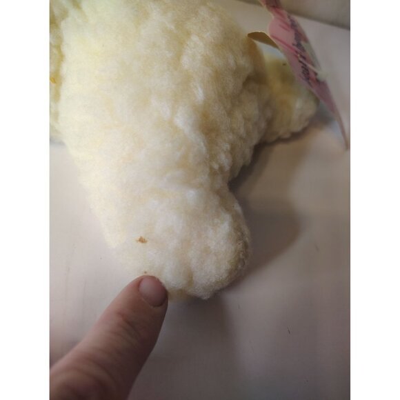 Vintage Beani Hop Per White Lamb Plush Stuffed Animal, Pink Eyes, w/Tag Toy - Picture 4 of 9